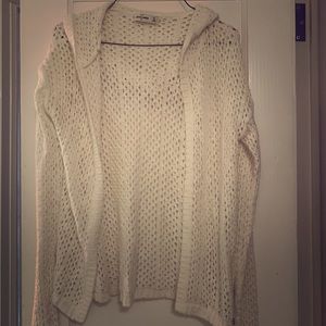 White Abercrombie hooded throw jacket